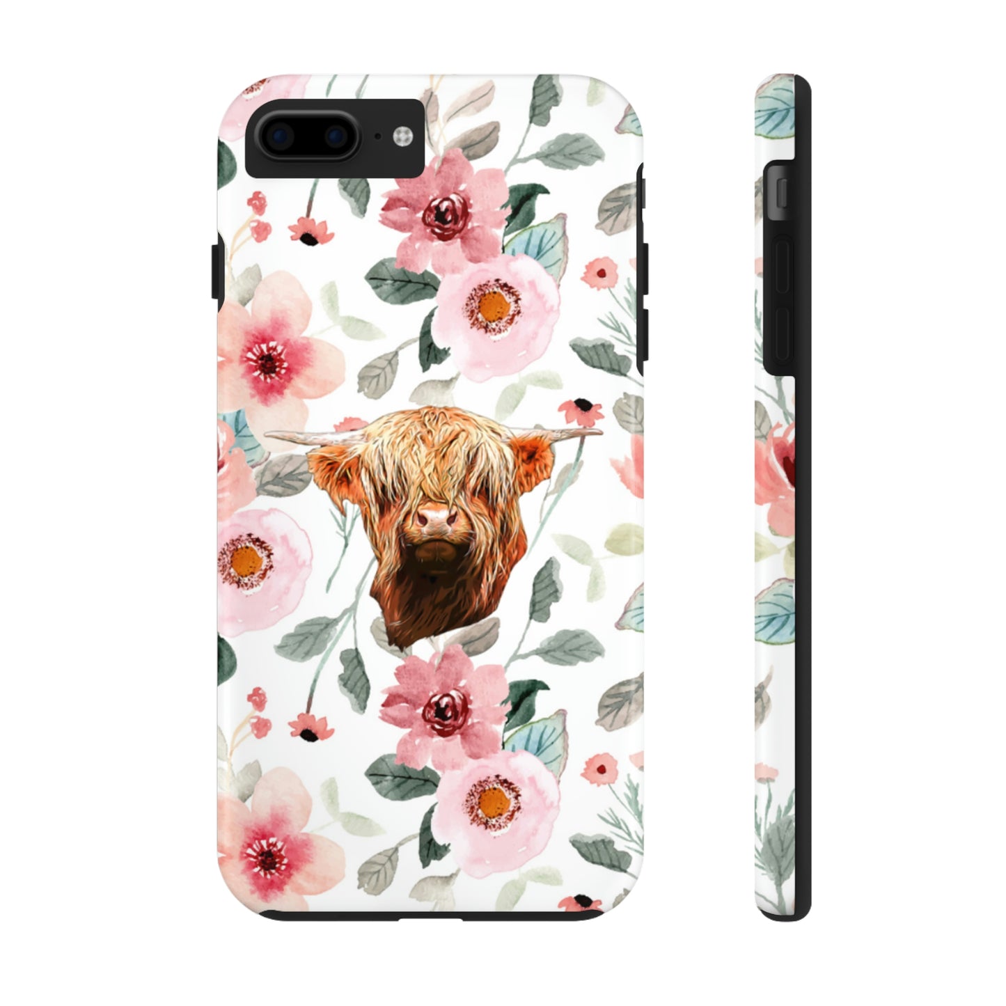 Floral Highland Cow Tough Phone Cases, Case-Mate Phone Case