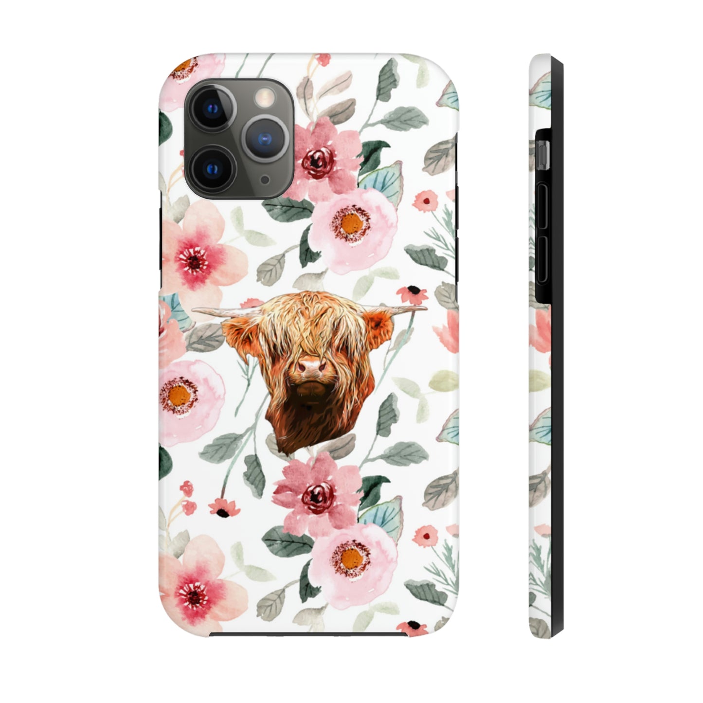 Floral Highland Cow Tough Phone Cases, Case-Mate Phone Case