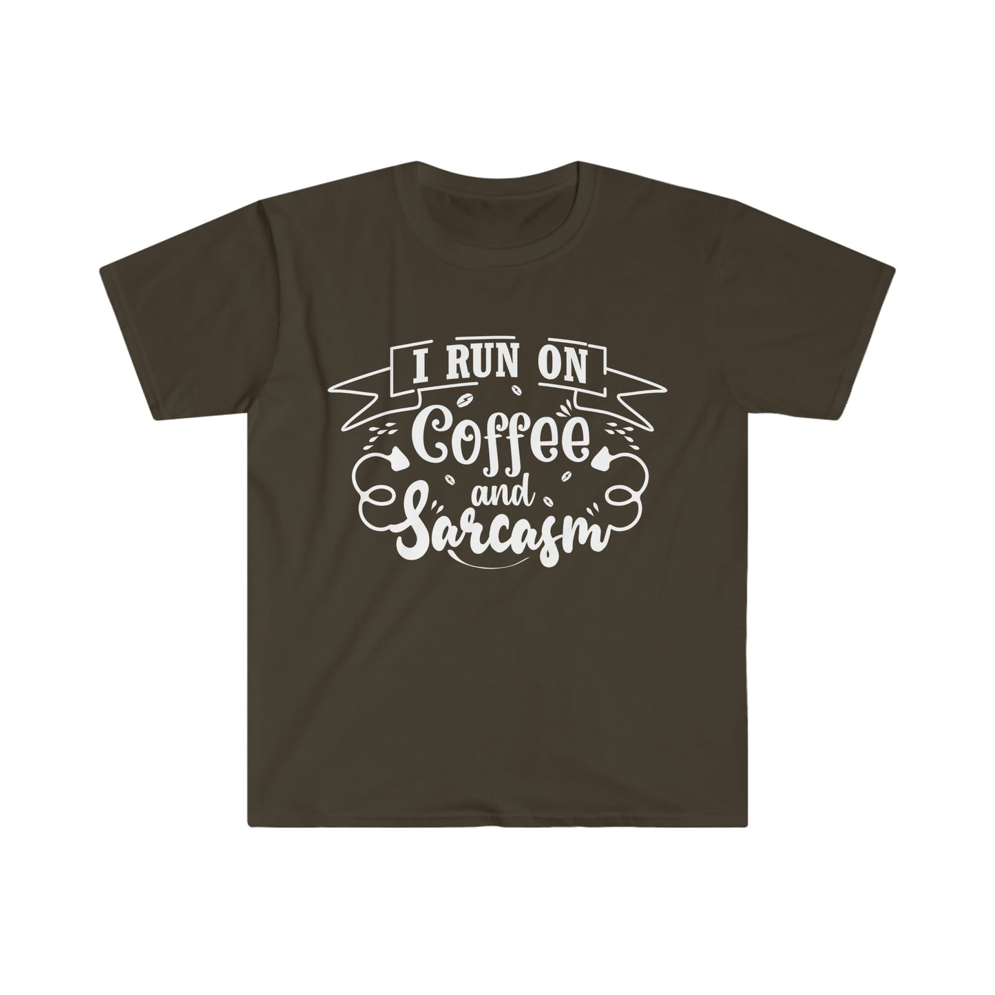 I run on Coffee and Sarcasm Unisex Softstyle T-Shirt Graphic Tees