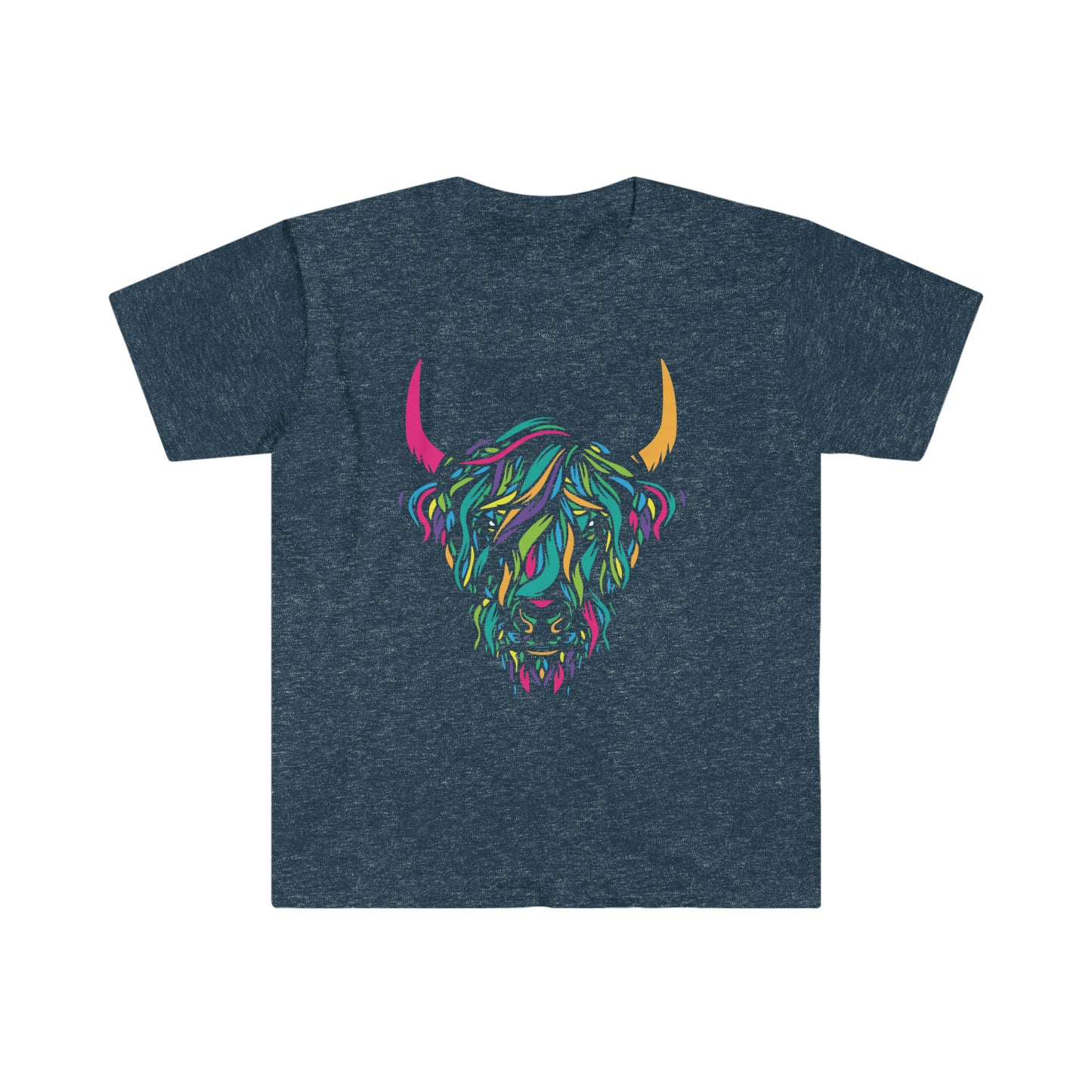 Multi-Color Highland cow Unisex Softstyle T-Shirt Graphic Tees!