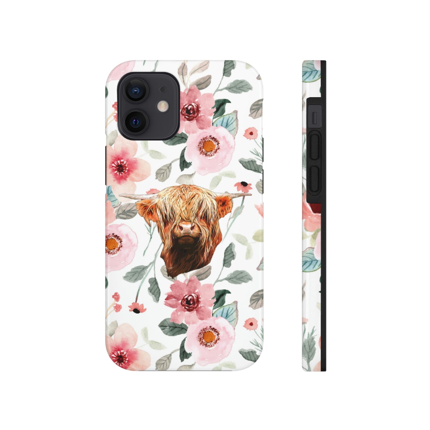 Floral Highland Cow Tough Phone Cases, Case-Mate Phone Case