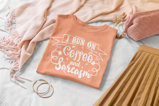 I run on Coffee and Sarcasm Unisex Softstyle T-Shirt Graphic Tees