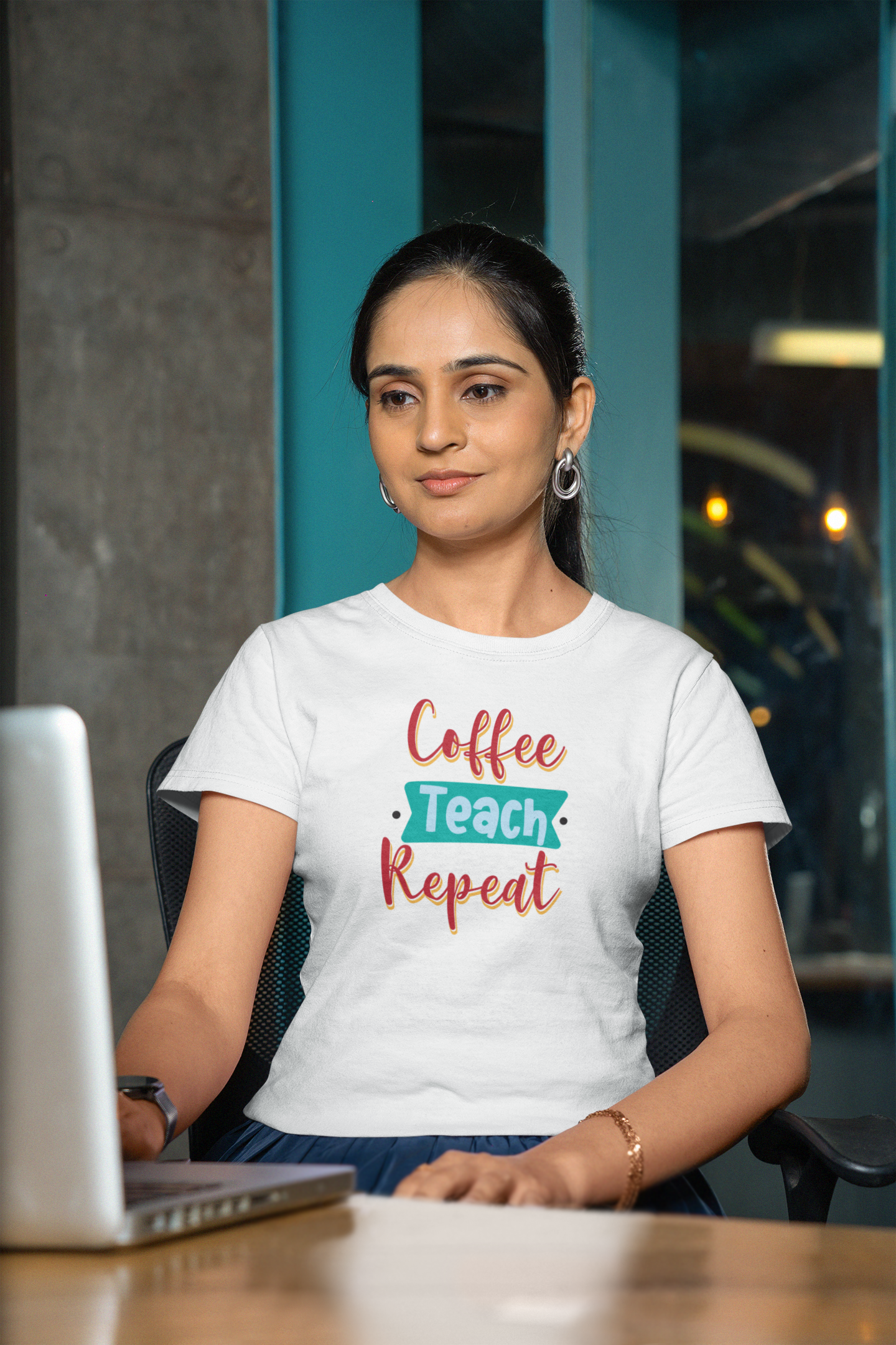 coffe-teach-repeat Unisex Softstyle T-Shirt Graphic Tees!